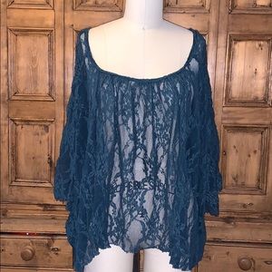 FREE PEOPLE lace cut out shoulder top